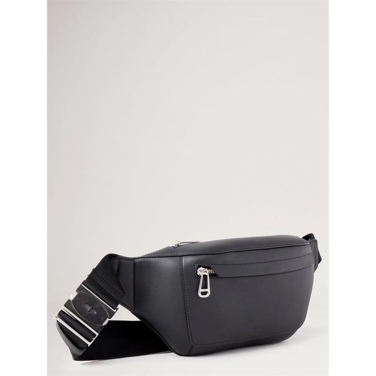 Mulberry Utility Postman\'s Buckle Belt Bag Black Cross-Boarded Grain